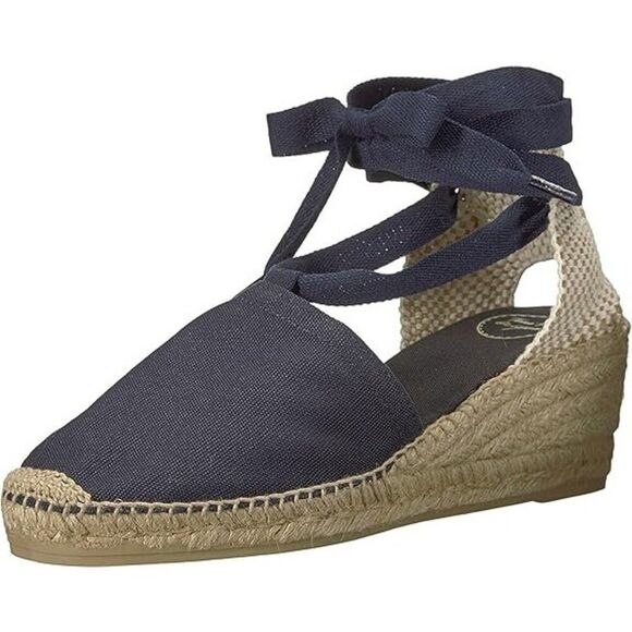 Toni Pons Valencia Sandals Womens EU 36 Navy Canvas Wadge Heel Ankle Strap ZPO92 - Picture 3 of 10